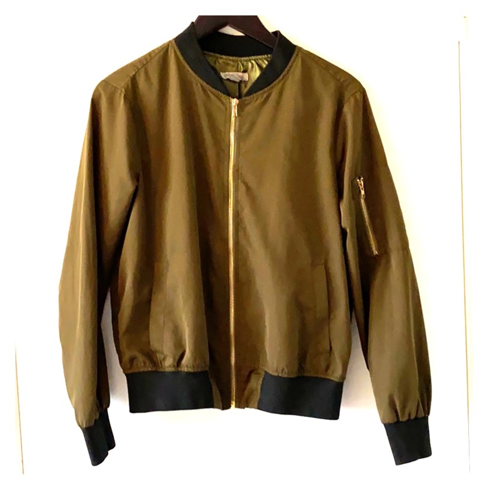 Olive Satin Bomber Jacket 💋 ❌ SOLD ❌